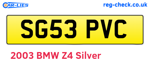 SG53PVC are the vehicle registration plates.