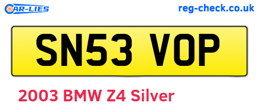 SN53VOP are the vehicle registration plates.