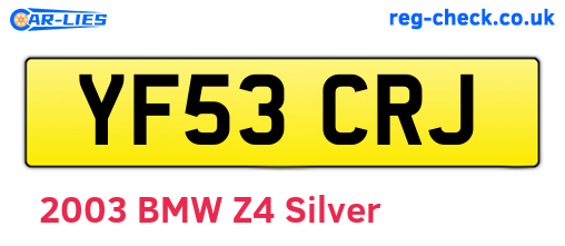 YF53CRJ are the vehicle registration plates.