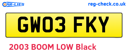 GW03FKY are the vehicle registration plates.