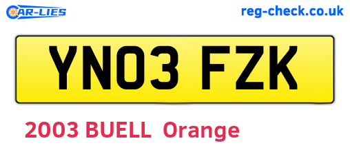 YN03FZK are the vehicle registration plates.