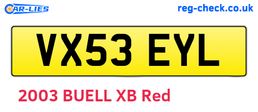 VX53EYL are the vehicle registration plates.
