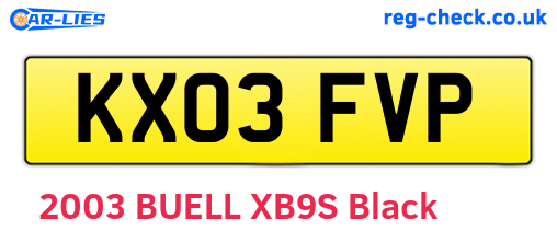 KX03FVP are the vehicle registration plates.