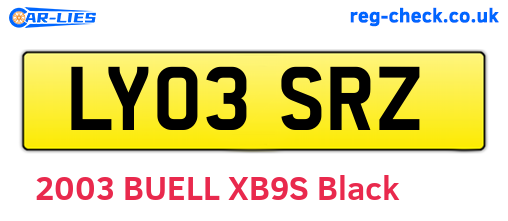 LY03SRZ are the vehicle registration plates.