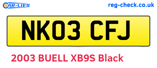 NK03CFJ are the vehicle registration plates.