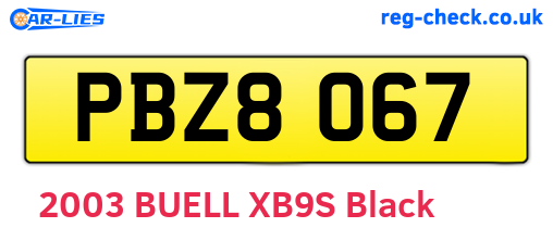 PBZ8067 are the vehicle registration plates.