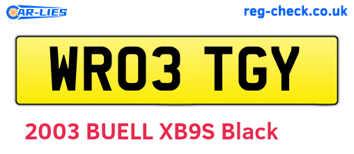 WR03TGY are the vehicle registration plates.