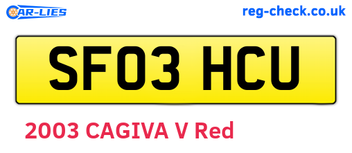 SF03HCU are the vehicle registration plates.
