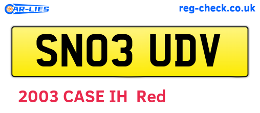 SN03UDV are the vehicle registration plates.