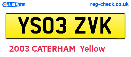 YS03ZVK are the vehicle registration plates.