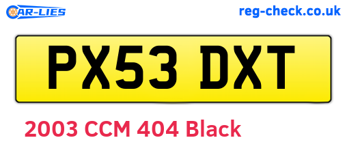 PX53DXT are the vehicle registration plates.