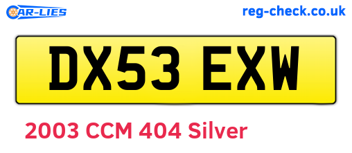 DX53EXW are the vehicle registration plates.