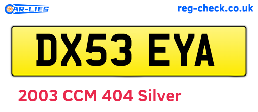 DX53EYA are the vehicle registration plates.