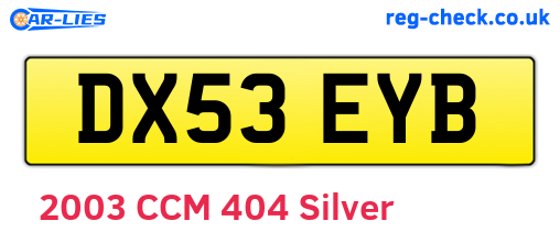 DX53EYB are the vehicle registration plates.