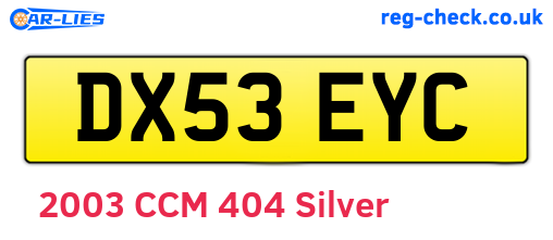 DX53EYC are the vehicle registration plates.