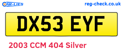 DX53EYF are the vehicle registration plates.