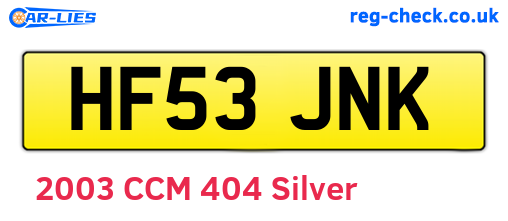 HF53JNK are the vehicle registration plates.
