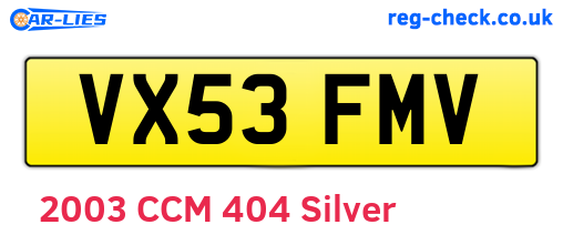 VX53FMV are the vehicle registration plates.