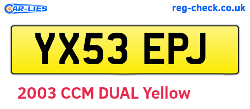 YX53EPJ are the vehicle registration plates.