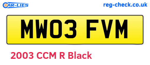 MW03FVM are the vehicle registration plates.
