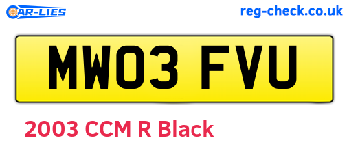 MW03FVU are the vehicle registration plates.