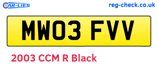 MW03FVV are the vehicle registration plates.