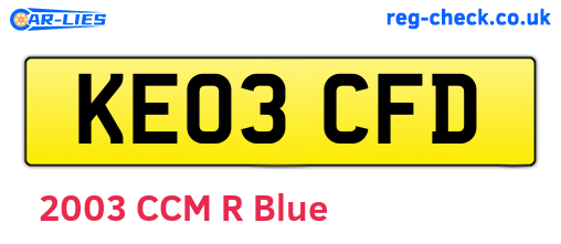 KE03CFD are the vehicle registration plates.