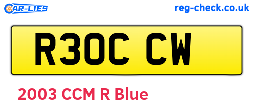 R30CCW are the vehicle registration plates.