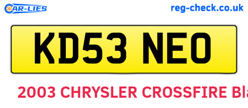 KD53NEO are the vehicle registration plates.