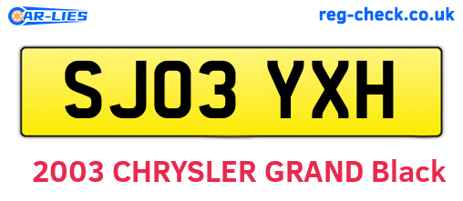 SJ03YXH are the vehicle registration plates.