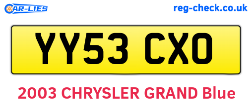 YY53CXO are the vehicle registration plates.