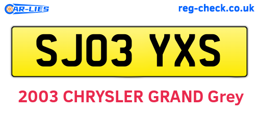 SJ03YXS are the vehicle registration plates.