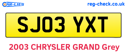 SJ03YXT are the vehicle registration plates.