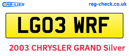 LG03WRF are the vehicle registration plates.