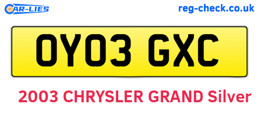 OY03GXC are the vehicle registration plates.