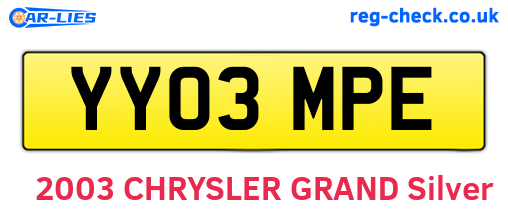 YY03MPE are the vehicle registration plates.