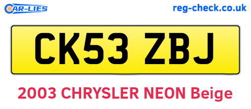 CK53ZBJ are the vehicle registration plates.