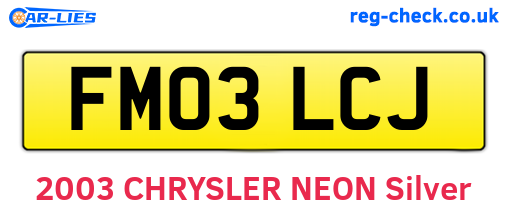 FM03LCJ are the vehicle registration plates.