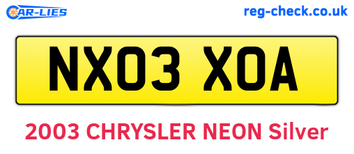 NX03XOA are the vehicle registration plates.