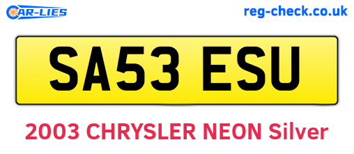 SA53ESU are the vehicle registration plates.