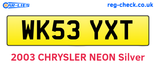 WK53YXT are the vehicle registration plates.