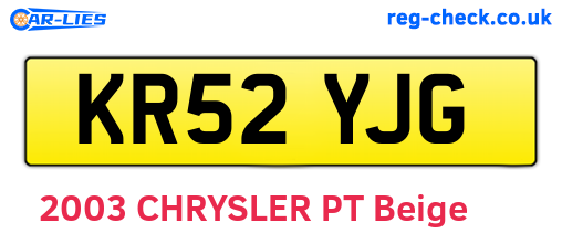 KR52YJG are the vehicle registration plates.