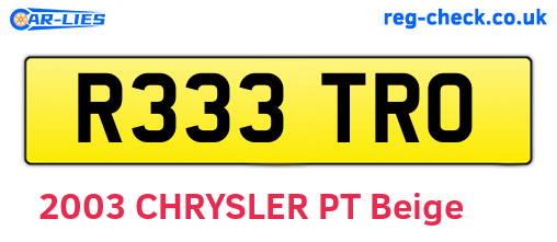 R333TRO are the vehicle registration plates.