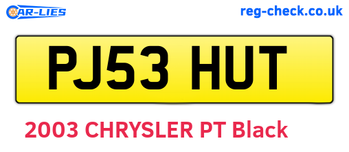 PJ53HUT are the vehicle registration plates.