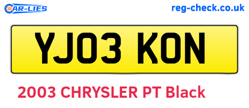 YJ03KON are the vehicle registration plates.