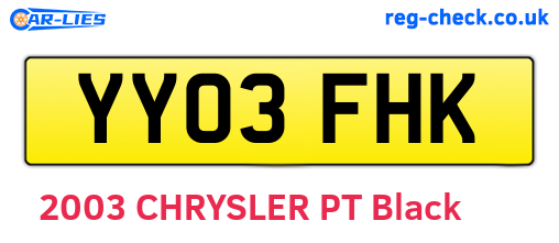 YY03FHK are the vehicle registration plates.