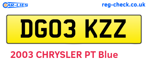 DG03KZZ are the vehicle registration plates.