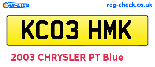 KC03HMK are the vehicle registration plates.