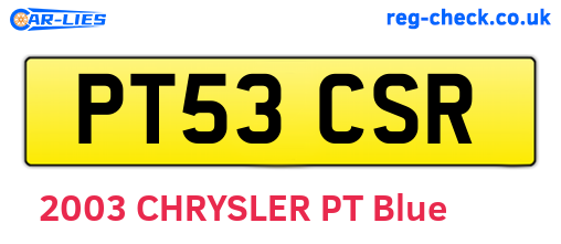 PT53CSR are the vehicle registration plates.