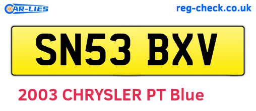 SN53BXV are the vehicle registration plates.